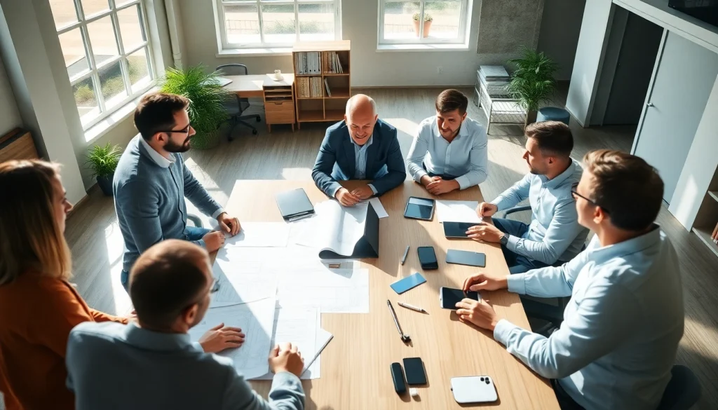 Engaging discussion on construction advocacy during a vibrant team meeting.