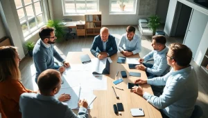 Engaging discussion on construction advocacy during a vibrant team meeting.