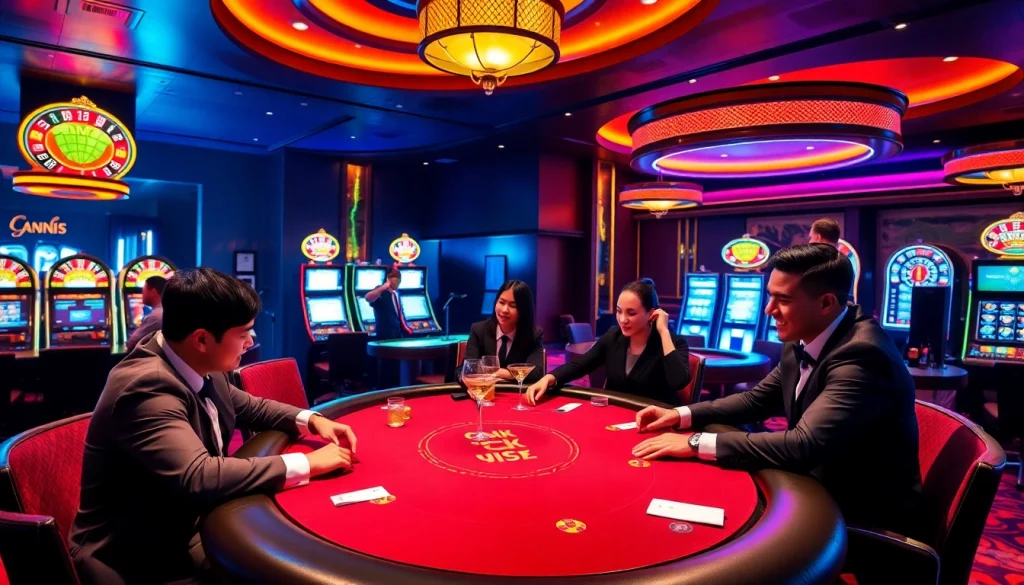 Players enjoying a thrilling game at BK8 casino surrounded by luxurious elements.