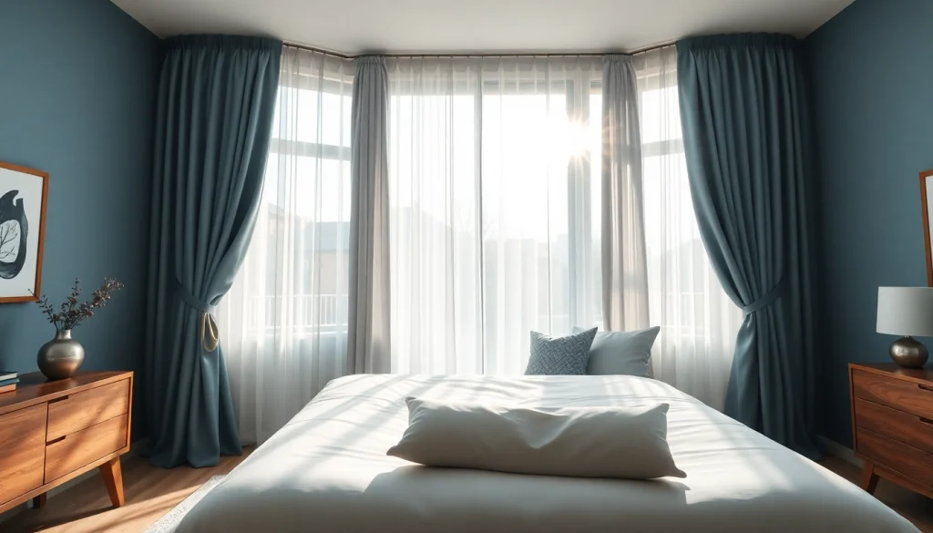 Geniet van verduisterende gordijnen die een rustige en serene slaapkamer creëren.