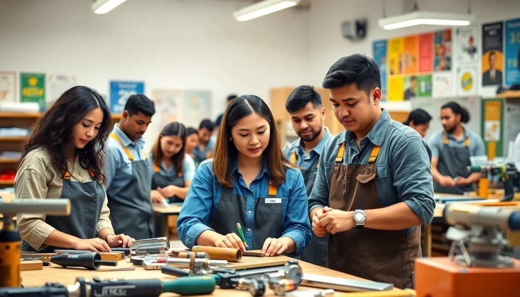 Students thriving in trade schools in Hawaii during a collaborative hands-on training session.