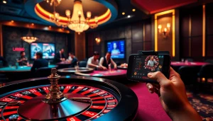 Experience thrilling online gaming at U8888 with casino tables, vibrant roulette wheels, and digital interfaces.