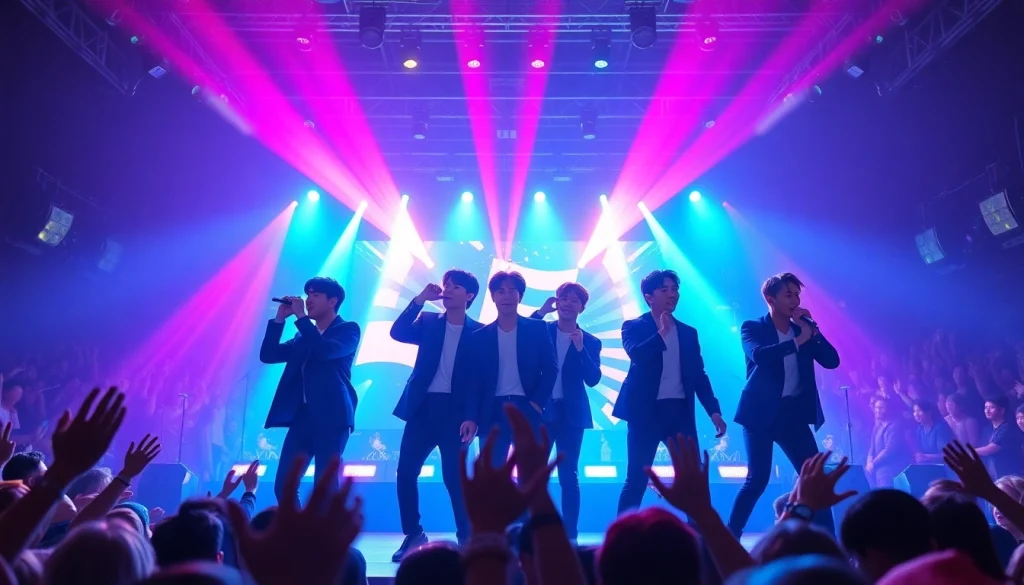 Capture of BTS in a dynamic performance showcasing their latest bts news updates.