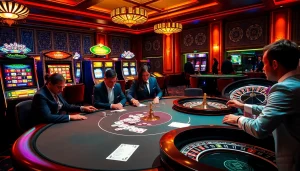 Vivez un gameplay passionnant au meilleur casino en ligne 2026 avec des jetons de poker et une roue de roulette.